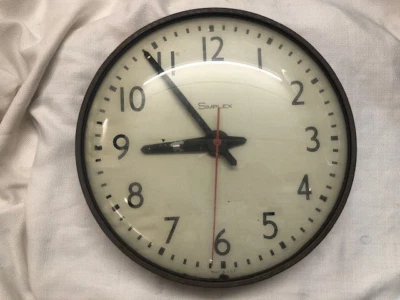 Simplex wall clock vintage working glass curved front - Image 1 of 4