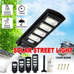600W LED Solar Street Light Sensor Outdoor Security Light Dusk to Dawn Road Lamp - Picture 1 of 20