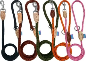 DOG&CO SOFT TOUCH STRONG ROPE CLIP LEAD PINK ORANGE GREEN BROWN BLACK | 8MM 14MM - Picture 1 of 6