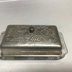 Plato de mantequilla de vidrio cruzado de la depresión de colección tapa de frutas de aluminio - Imagen 1 de 12