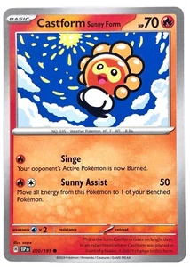 Pokémon TCG Castform Sunny Form 020/191 Sv08: Surging Sparks Non-Holo - Picture 1 of 3