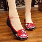 Womens Chinese Folk Embroidered Flat Shoes Mary Jane Flower Cloth Shoes Handmade