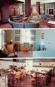 Postal de hotel negro Art Deco interior vista múltiple Oklahoma City, OK de colección años 50 - Imagen 1 de 2