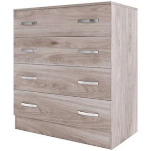 CASSETTIERA IN LEGNO 4 CASSETTI ROVERE GRIGIO CAMERA DA LETTO O CAMERETTA - Foto 1 di 1