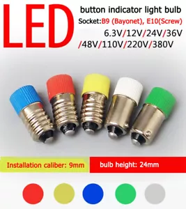 E10 B9 LED Instrument Warn Light Bulb 0.5W 6.3/12/24/36/220/380V Screw/Bayonet - Picture 1 of 9