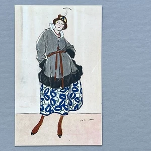 GLAMOR FASHION Salty Middle Age DECO LADY Polenghi 25-6 ITALY ARTIST Pozzati VTG - Picture 1 of 8