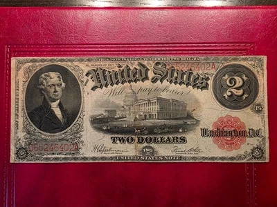 USA 2 DOLLARS 1917 WASHINGTON DC RED SEAL Speelman White VF - Image 1 of 2