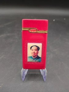 Vintage Musical Butane Lighter Chairman Mao Tse Tung (Zedong) Red Metallic Gold - Picture 1 of 2