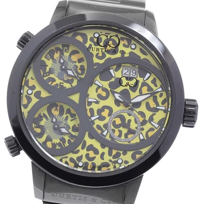 Reloj de cuarzo para hombre Curtis & Co. Big Time World Date esfera amarilla SS nuevo Foto 1 de 4