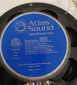 Atlas Sound LP SD72 In Ceiling Speaker Black 8" NEW. ONE PAIR. Free Shipping - Picture 1 of 8