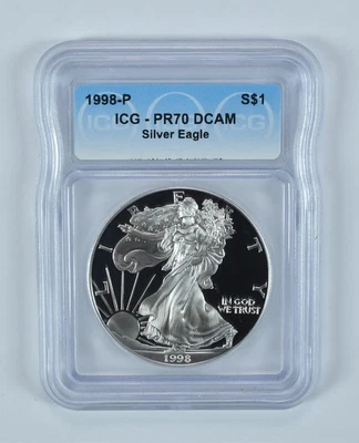 American Silver Eagle 1998-P PR70 DCAM ICG *5545 Foto 1 de 4