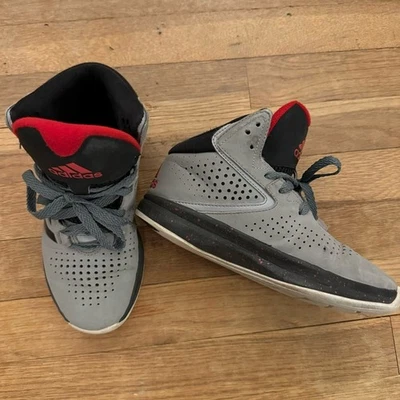 Adidas gray black red boys youth lace up athletic basketball shoes size 3 - Image 1 of 4