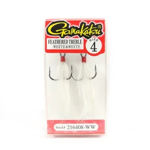 Gamakatsu Treble Hook White Feather Size 4 ,2 Per pack (3693) - Picture 1 of 6