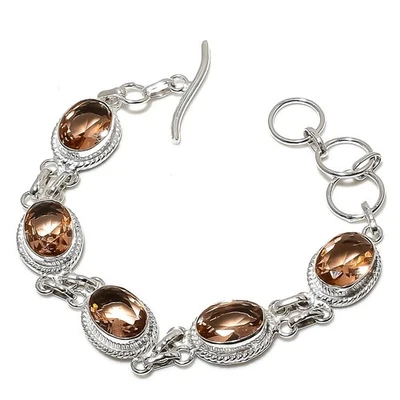 925纯银桃子摩根石宝石手工珠宝手链尺寸-8 — 第 1/4 张图片