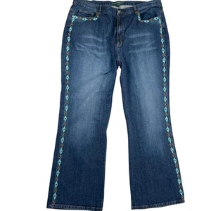 Lauren Ralph Lauren Jeans Women 20W Aztec Southwestern Turquoise Beaded VTG - Picture 1 of 10