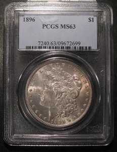 1896 Morgan Dollar MS63 PCGS 90% Silver - Picture 1 of 4