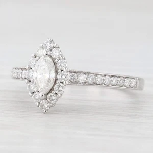0.75ctw Marquise Halo Engagement Ring 14k White Gold Size 8 Cathedral Band - Picture 1 of 10
