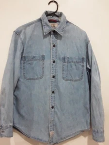 Levi Strauss Signature Denim Shirt Mens Size Small 2 Pockets Faded Western - Picture 1 of 19