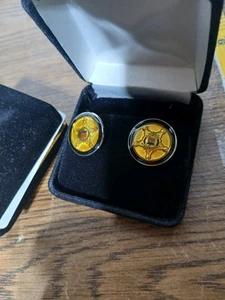 Vintage Secret Service Cufflinks Golden BIN9 Never Worn Nice - Picture 1 of 2