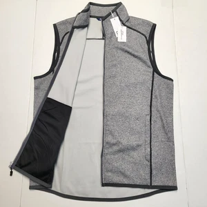 $140 New CUTTER & BUCK Polyester Full Zip Vest Men's LARGE L Gray Black Heather - Picture 1 of 6
