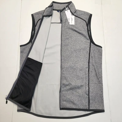 $140 New CUTTER & BUCK Polyester Full Zip Vest Men's LARGE L Gray Black Heather - Image 1 of 4