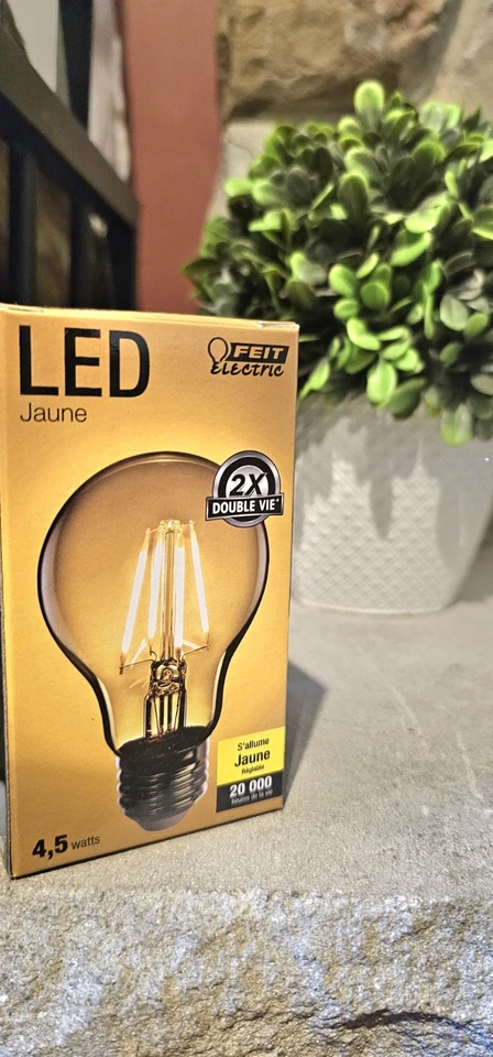 FEIT 4.5W Clear Glass Transparent Yellow A19 Dimmable LED Filament Light Bulb - Image 1 of 1