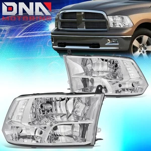 For 2009-2012 Dodge Ram 1500 2500 3500 Chrome Housing Clear Reflector Headlights - Picture 1 of 8