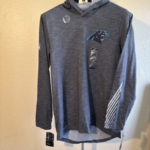 NWT Men's Small S Nike Dri-Fit NFL Carolina Panthers Long Sleeve Hoodie T-Shirt - Picture 1 of 7
