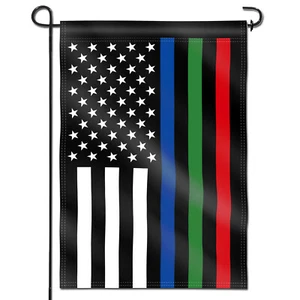 Anley Thin Blue Green and Red Line USA Garden Flags Double Sided 18"X12.5" - Picture 1 of 6