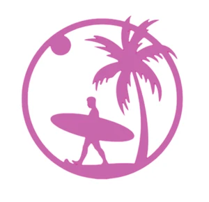 Surfer & Palm Trees Vinyl Decal Sticker -Car Window, Laptop, Water Bottle, Phone - Picture 1 of 14