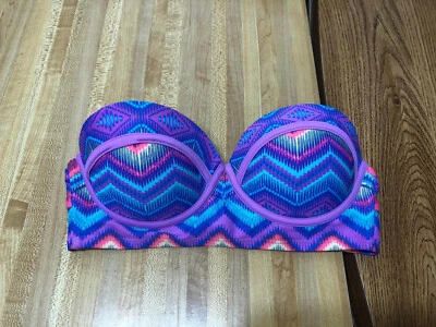 Xhilaration Talla S Brillante Multicolor Pushup Bikini Traje de Baño Top Sin Tirantes Foto 1 de 4