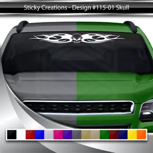 115-01 SKULL Decal Sticker Windshield Window Vinyl Graphic Banner Tribal Flame - Picture 1 of 7