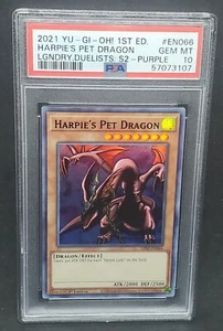 Yugioh PSA 10 GEM MINT Harpie's Pet Dragon (Purple) LDS2-EN066 1st Edition - Picture 1 of 2