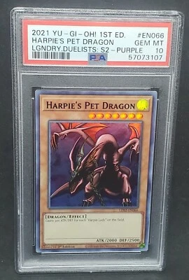 Yugioh PSA 10 GEM MINT Harpie's Pet Dragon (Purple) LDS2-EN066 1st Edition - Image 1 of 2