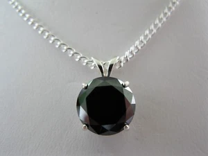 2.50ct 100% REAL EARTH MINED NATURAL BLACK DIAMOND NECKLACE, CERTIFICATE,PENDANT - Picture 1 of 11