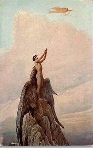 Postcard S.Solomko Traum Des Dream of Ikarus Airplane Angel c1910 Art Nouveau - Picture 1 of 3