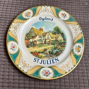 Vintage Ogden's St. Julien Tobacco Metal Advertising Plate 1940s? Country Scene - Picture 1 of 6