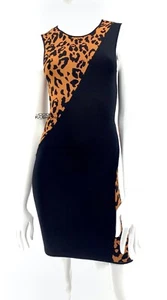 Torn Ronny Kobo Animal Jacquard Bodycon Rib Knit Dress SZ Small Bandage Cheetah  - Picture 1 of 9