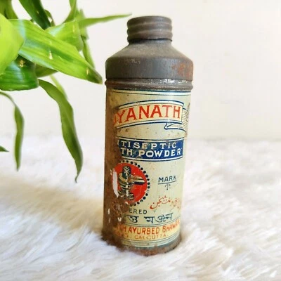 1940s Vintage Double Sided Cap Baidyanath Tooth Powder Tin Can Decorative TB294 - Image 1 of 4