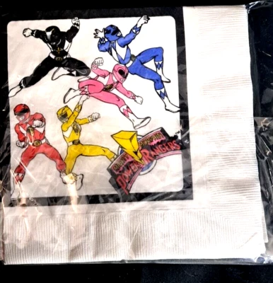 Servilletas Power Rangers Mighty Morphin 11 Fiesta de Cumpleaños 1994 Paquete Abierto LEER Foto 1 de 4