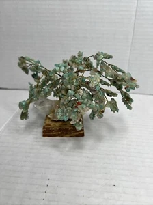 Green Jade Gemstone Tree on Crystal Base - Picture 1 of 6