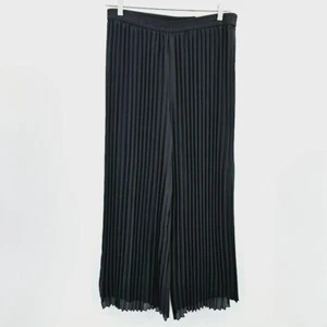 Chicos Soft Woven Pleated Wide Leg Palazzo Pants 2 L 12 P Black Ultimate Fit New - Picture 1 of 11