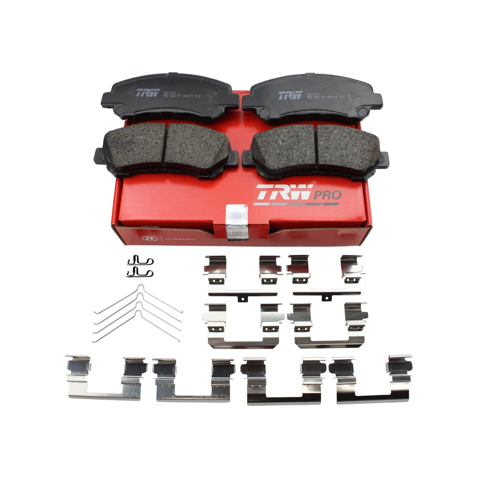Juego de pastillas de freno delanteras de cerámica TRW Pro con herrajes para Nissan Juke Máxima Sentra Foto 1 de 4
