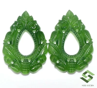 Par de pedras preciosas soltas 36x26 mm serpentina natural feita à mão 50,86 CTS - Imagem 1 de 4