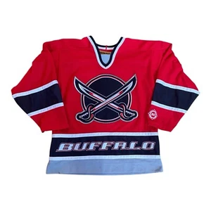 Vintage KOHO BUFFALO SABRES "Butterknives" NHL Trikot M rot Bilder für Zustand - Bild 1 von 12