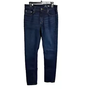 Pantalones de mezclilla lavados oscuros para hombre talla 32x34 calce ajustado elástico recto - Imagen 1 de 11
