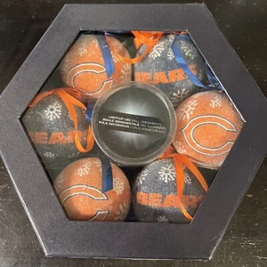 LOT of 6 Chicago Bears Christmas Tree Ball Ornaments LED Light-Up Frost/Snowflak - Picture 1 of 2