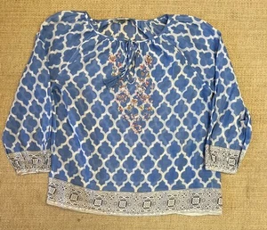 Dolma Top Blusa Donna Grande Cotone Garza Isadora Perline Manica 3/4 Boho - Foto 1 di 8