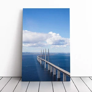 The Oresund Bridge Svezia Danimarca 3 quadri stampa tela incorniciata arte da parete - Foto 1 di 11