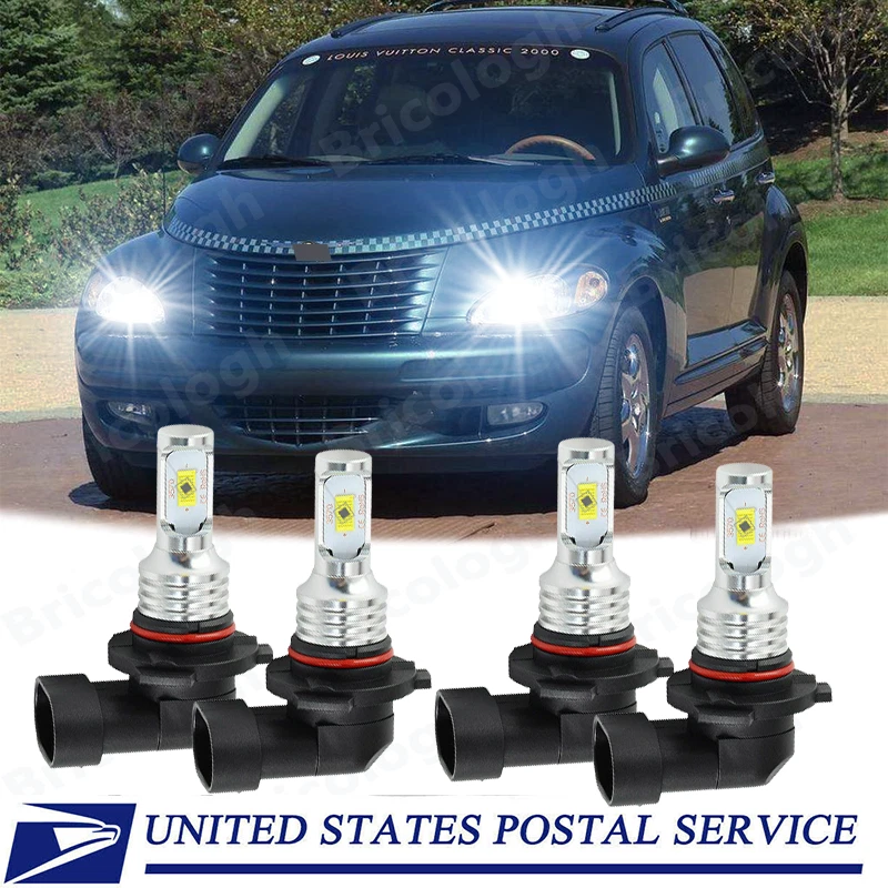Белые светодиодные лампы дальнего и ближнего света для Chrysler PT Cruiser 2001-10 6000K WQ - Изображение 1 из 4